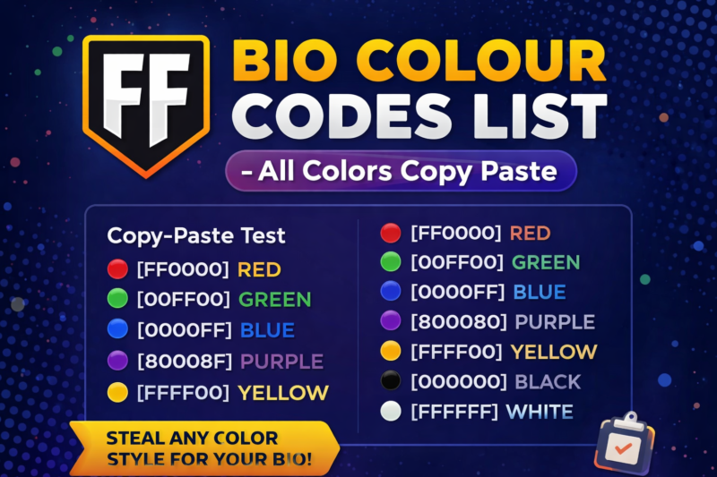 FF Bio Colour Codes List – All Colors Copy Paste