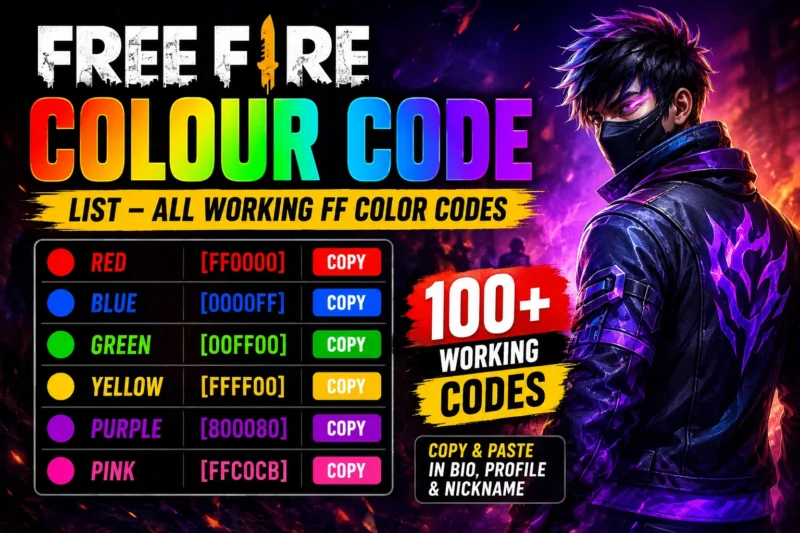 Free Fire Colour Code List – All Working FF Color Codes