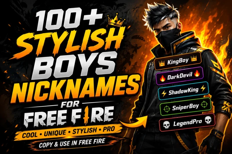 Stylish Boys Nicknames For Free Fire